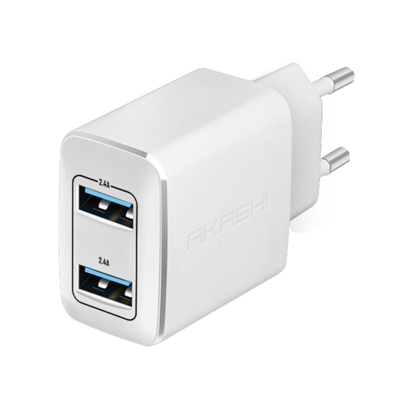 Chargeur Secteur Turbo 2Usb 2.4A - Blanc 