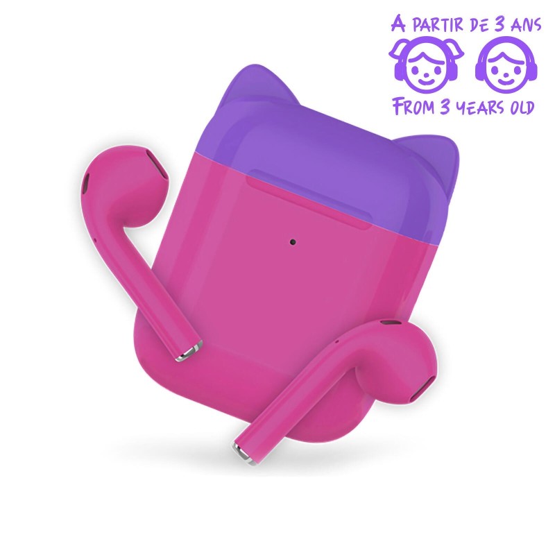 Ecouteurs Kids Sans Fil Bluetooth Rose Et Violet 